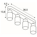 SLV Applique et plafonnier PURI 2.0 - TUBE 4 flammes, langue GU10 IP20, blanche gradable