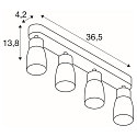 SLV wall and ceiling luminaire PURI 2.0 - DOME 4 flames, long GU10 IP20, grey dimmable