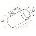 SLV 3-phase spot GRIP! L GU10 cylindrical, adjustable GU10 IP20, white dimmable