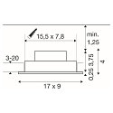 SLV ceiling recessed luminaire NEW TRIA� 155 PHASE 2 flames, rigid, square IP20, white dimmable