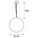 SLV Luminaire à suspension SUN 40 rond E27 IP20, noir gradable