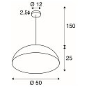 SLV pendant luminaire FORCHINI M 50 down, half round E27 IP20, black matt dimmable