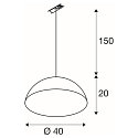 1- Luminaire � suspension monophas� FORCHINI M 40 TRACK E27 IP20