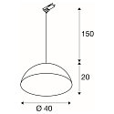 SLV Luminaire suspendu triphas� FORCHINI M 40 TRACK E27 IP20, noir gradable