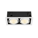 SLV Plafonnier encastr� KADUX DOUBLE � 2 flammes, contr�lable par DALI, pivotant � la cardan IP20, blanche gradable