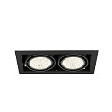SLV Plafonnier encastr� KADUX DOUBLE � 2 flammes, contr�lable par DALI, pivotant � la cardan IP20, noir gradable