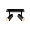 SLV Applique et plafonnier NOBLO� DOUBLE PHASE DTW � 2 flammes, rond, Dim-To-Warm IP20, noir gradable