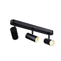 SLV Applique et plafonnier NOBLO� TRIPLE PHASE 3 flammes, cylindrique, pivotant � la cardan IP20, noir gradable
