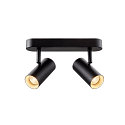 Applique et plafonnier NOBLO� DOUBLE PHASE � 2 flammes, rond IP20, noir gradable