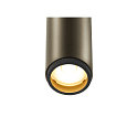 SLV ceiling recessed luminaire GRIP!S cylindrical, suitable for VDU workstation IP20, bronze, black, lacquered dimmable
