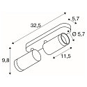 ceiling luminaire GRIP! L SPOT CL DOUBLE cylindrical GU10 IP20, black, white, lacquered dimmable