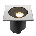 SLV Projecteur encastré DASAR® XL DALI pivotant, carré, asymétrique, dimmable IP65/IP67, acier inoxydable gradable
