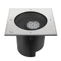 SLV Projecteur encastré DASAR® XL DALI pivotant, carré, asymétrique, dimmable IP65/IP67, acier inoxydable gradable