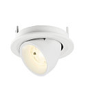 SLV Plafonnier encastr� NUMINOS� GIMBLE S rond, adapt� aux postes de travail avec �cran IP20, blanche, laqu� gradable