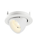 SLV Plafonnier encastr� NUMINOS� GIMBLE S rond, adapt� aux postes de travail avec �cran IP20, blanche, laqu� gradable
