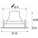 SLV ceiling recessed luminaire NUMINOS� MOVE S swivelling, suitable for VDU workstation IP20, chrome, white dimmable