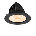 SLV Plafonnier encastr� NUMINOS� GIMBLE L rond, adapt� aux postes de travail avec �cran IP20, noir, blanche, laqu� gradable