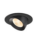 SLV Plafonnier encastr� NUMINOS� GIMBLE L rond, adapt� aux postes de travail avec �cran IP20, noir, laqu� gradable
