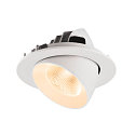 SLV Plafonnier encastr� NUMINOS� GIMBLE L rond, adapt� aux postes de travail avec �cran IP20, blanche, laqu� gradable