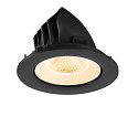 SLV Plafonnier encastr� NUMINOS� GIMBLE L rond, adapt� aux postes de travail avec �cran IP20, noir, blanche, laqu� gradable