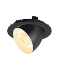 SLV Plafonnier encastr� NUMINOS� GIMBLE L rond, adapt� aux postes de travail avec �cran IP20, noir, blanche, laqu� gradable