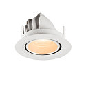 SLV Plafonnier encastr� NUMINOS� GIMBLE XS rond, adapt� aux postes de travail avec �cran IP20, blanche, laqu� gradable