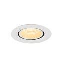 SLV ceiling recessed luminaire NUMINOS� GIMBLE XS round, suitable for VDU workstation IP20, white, lacquered dimmable
