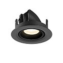 SLV Plafonnier encastr� NUMINOS� GIMBLE XS rond, adapt� aux postes de travail avec �cran IP20, noir, laqu� gradable