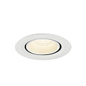 SLV Plafonnier encastr� NUMINOS� GIMBLE XS rond, adapt� aux postes de travail avec �cran IP20, blanche, laqu� gradable