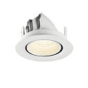 SLV Plafonnier encastr� NUMINOS� GIMBLE XS rond, adapt� aux postes de travail avec �cran IP20, blanche, laqu� gradable