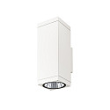 SLV outdoor wall luminaire THEO PRO L UP/DOWN large, square, DALI controllable, sea-air resistant IP65, white, lacquered dimmable