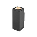 SLV outdoor wall luminaire THEO PRO L UP/DOWN large, square, DALI controllable, sea-air resistant IP65, anthracite