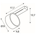 SLV 1-Projecteur monophas� KALU 2.0 PHASE cylindrique, UGR < 19, avec optique de lentille, pivotant � la cardan IP20, blanche