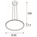 SLV pendant luminaire PANEL 60 round, suitable for VDU workstation IP20, grey dimmable