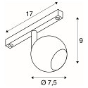 Projecteur sur rail LIGHT EYE® 2.0 rond IP20, noir, laqué gradable