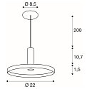 SLV Luminaire � suspension LALU� SET PLATE 22 IP20, noir gradable