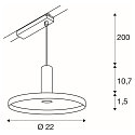 SLV Luminaire � suspension monophas� LALU� SET PLATE 22 avec abat-jour, CCT Switch, lot de 1 IP20, noir gradable
