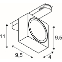 SLV 3-phase spot  EURO CUBE 2 M square, swivelling, suitable for VDU workstation IP20, black, white dimmable