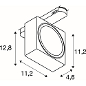 SLV 3-phase spot  EURO CUBE 2 L square, swivelling, suitable for VDU workstation IP20, black dimmable