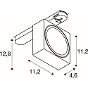 SLV 3-phase spot  EURO CUBE 2 L square, swivelling, suitable for VDU workstation IP20, black, white dimmable