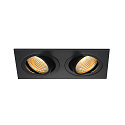 LED Downlight Set NEW TRIA II DL SQUARE Recessed luminaire, 2x6W, 38�, 2700K, incl. driver, clip springs, black