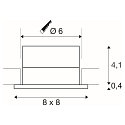 SLV LED Ceiling recessed luminaire PATTA-I, square, 12W, COB LED, 38�, 3000K, IP65, incl. Driver, alu brushed