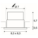 SLV LED Ceiling recessed luminaire PATTA-F, square, 12W, COB LED, 38�, 3000K, IP65, incl. Driver, white