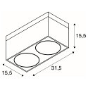 Luminaire de plafond KARDAMOD SURFACE SQUARE ES111 angulaire, double GU10, blanche