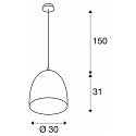 SLV Luminaire � suspension PARA CONE 30 rond E27, or, noir 