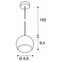 SLV Luminaire � suspension LIGHT EYE BALL GU10, chrome, noir 