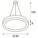 Luminaire � suspension MEDO� RING 90 forme de l'anneau IP20, noir gradable