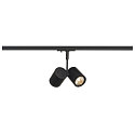 1-Projecteur monophas� BIMA 2 � 2 flammes, adaptateur monophas� inclus, r�glable GU10 IP20, noir gradable