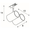 SLV 1-Projecteur monophas� BIMA 2 � 2 flammes, adaptateur monophas� inclus, r�glable GU10 IP20, blanche gradable