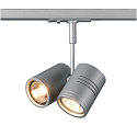1-Projecteur monophas� BIMA 2 GU10 adaptateur monophas� inclus GU10, argent